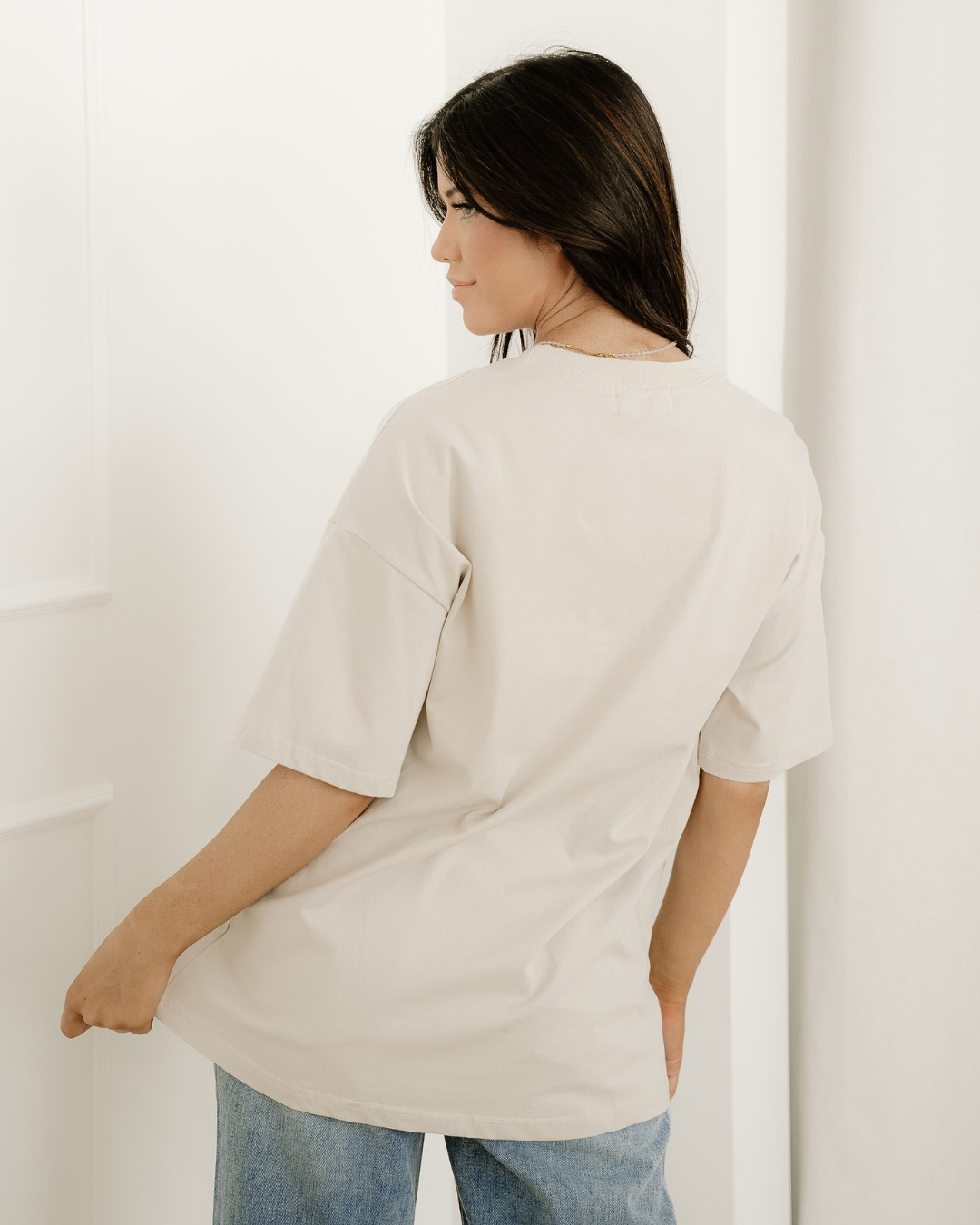Big Bow Print Drop Shoulder Oversized Tee
