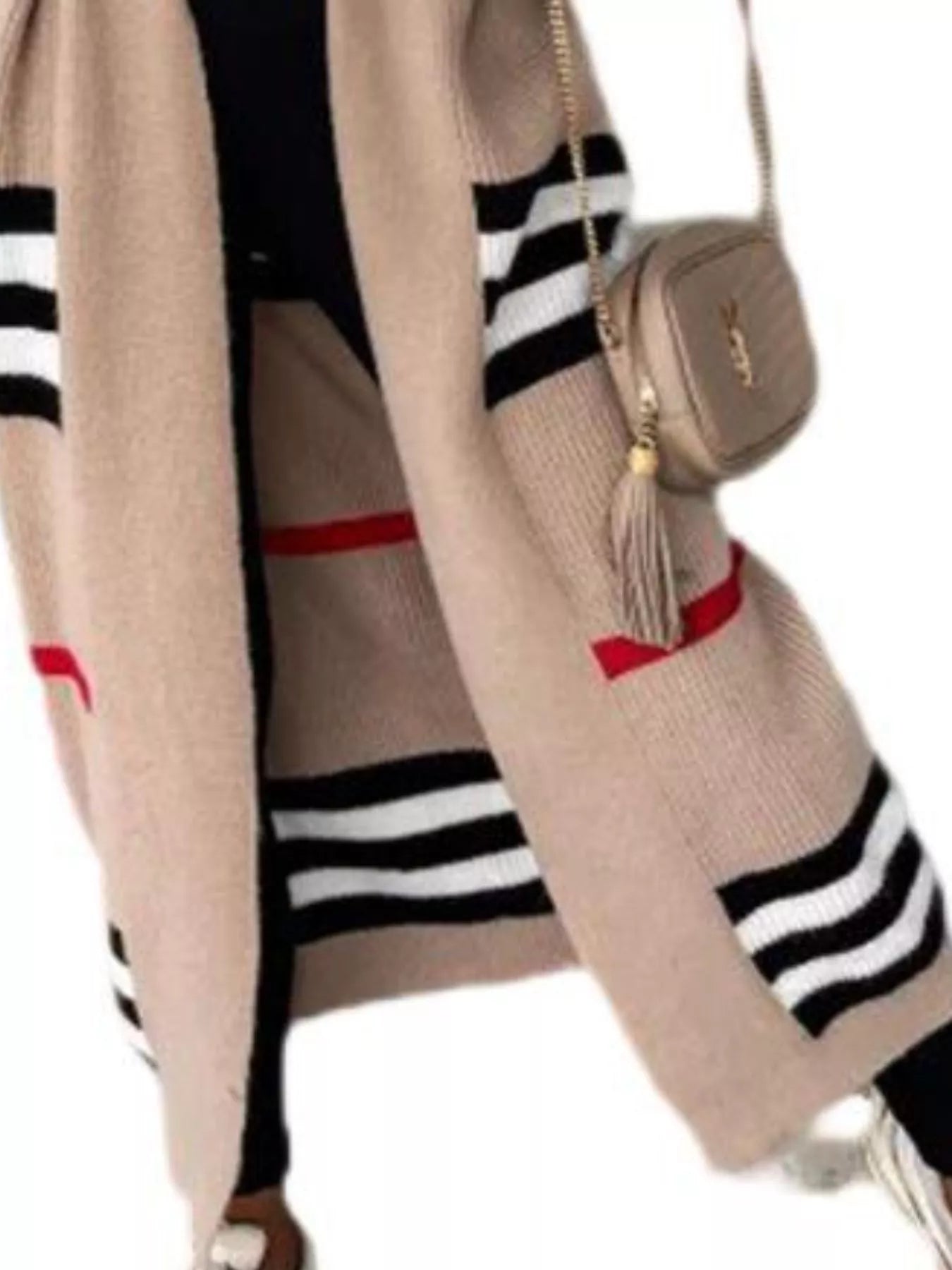 Striped Longline Open Front Cardigan