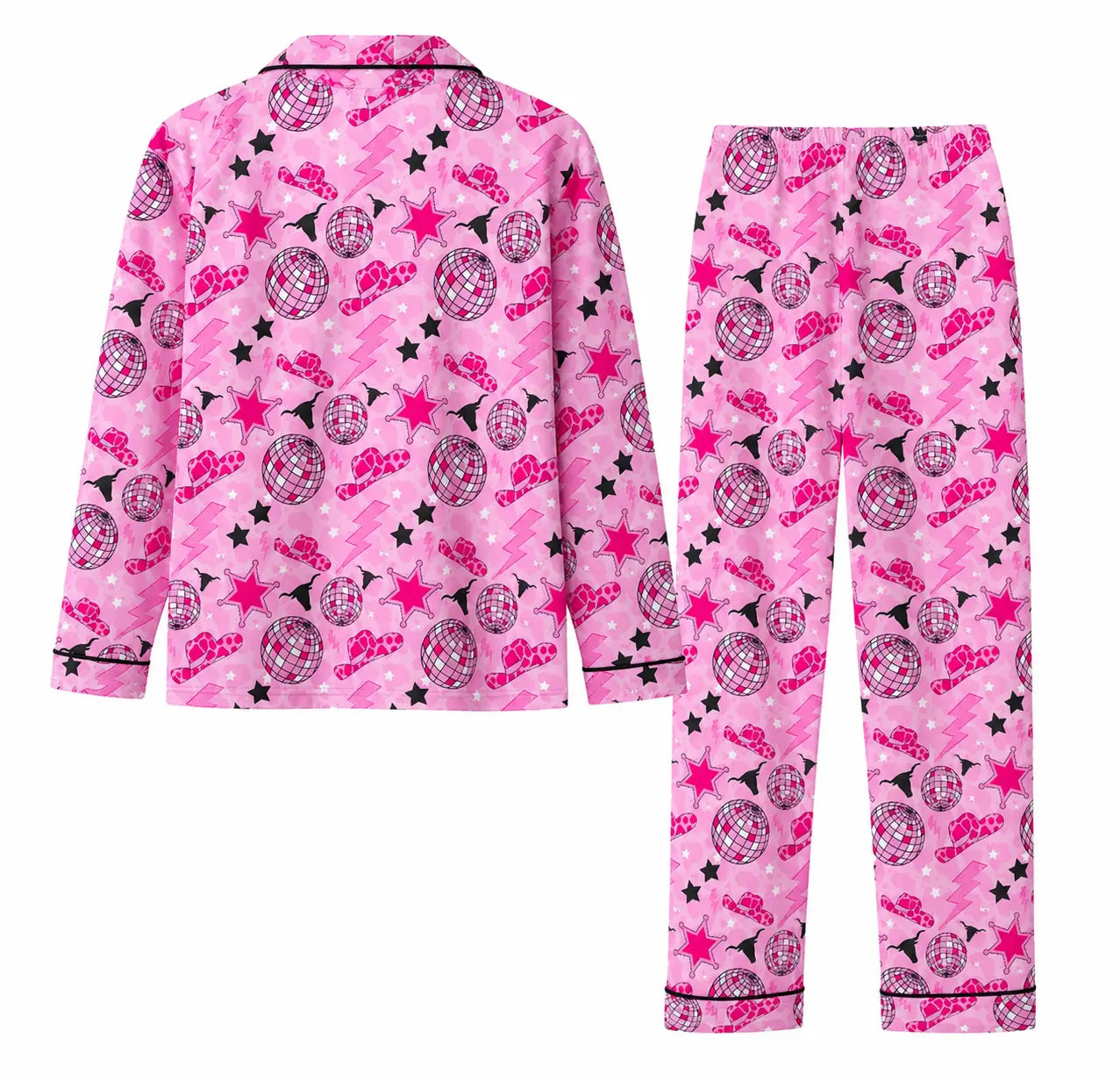 Neon Spur Disco Cowgirl Girls 2 Piece Pajama Pants Set