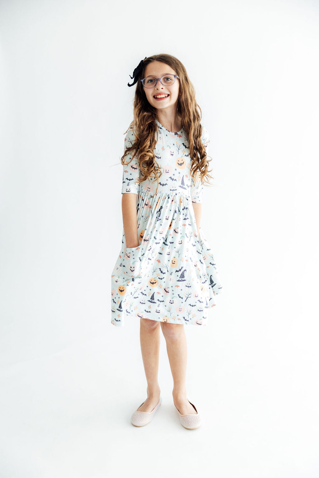 Ghouls Rule 3/4 Sleeve Pocket Twirl Dress