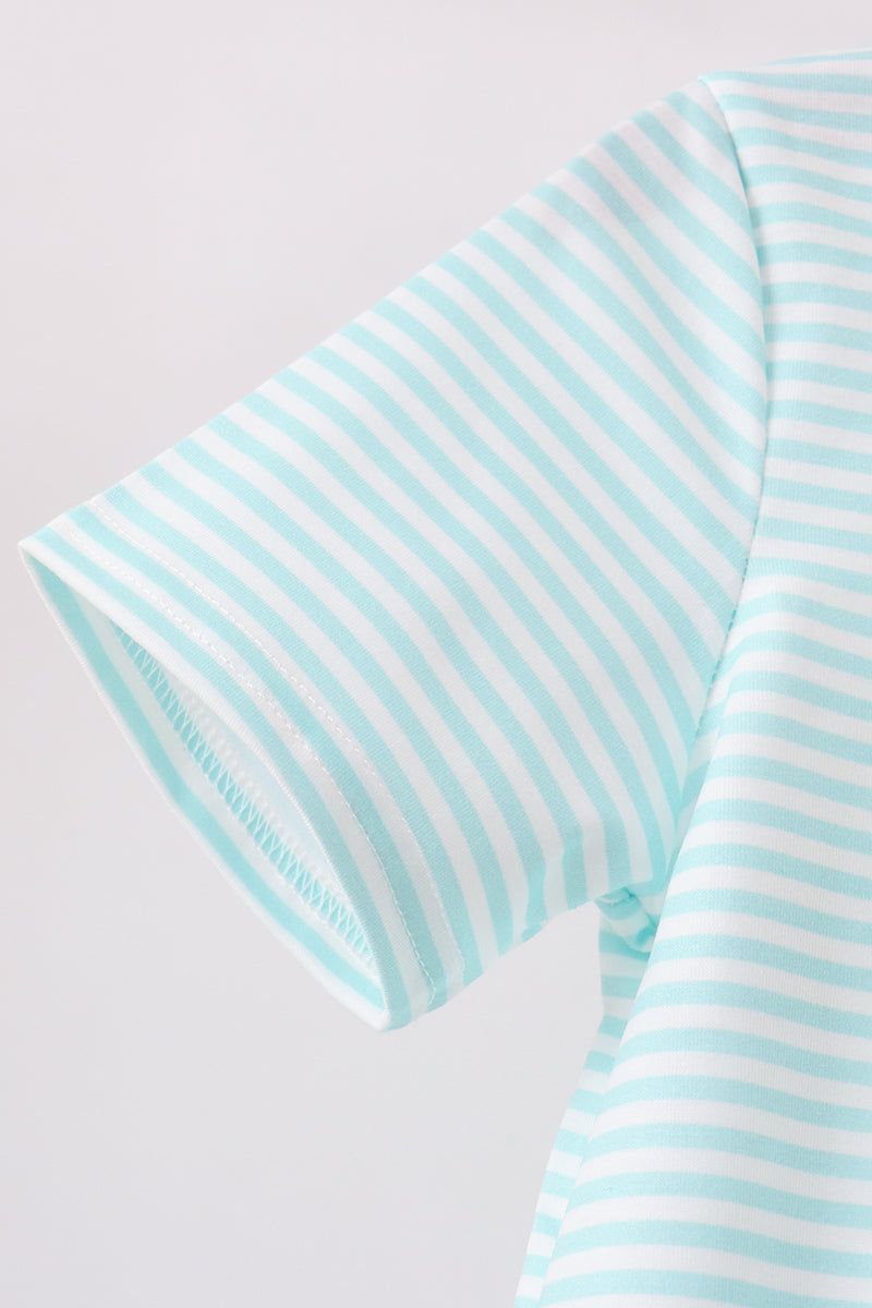 Blue Tool Embroidery Stripe Top