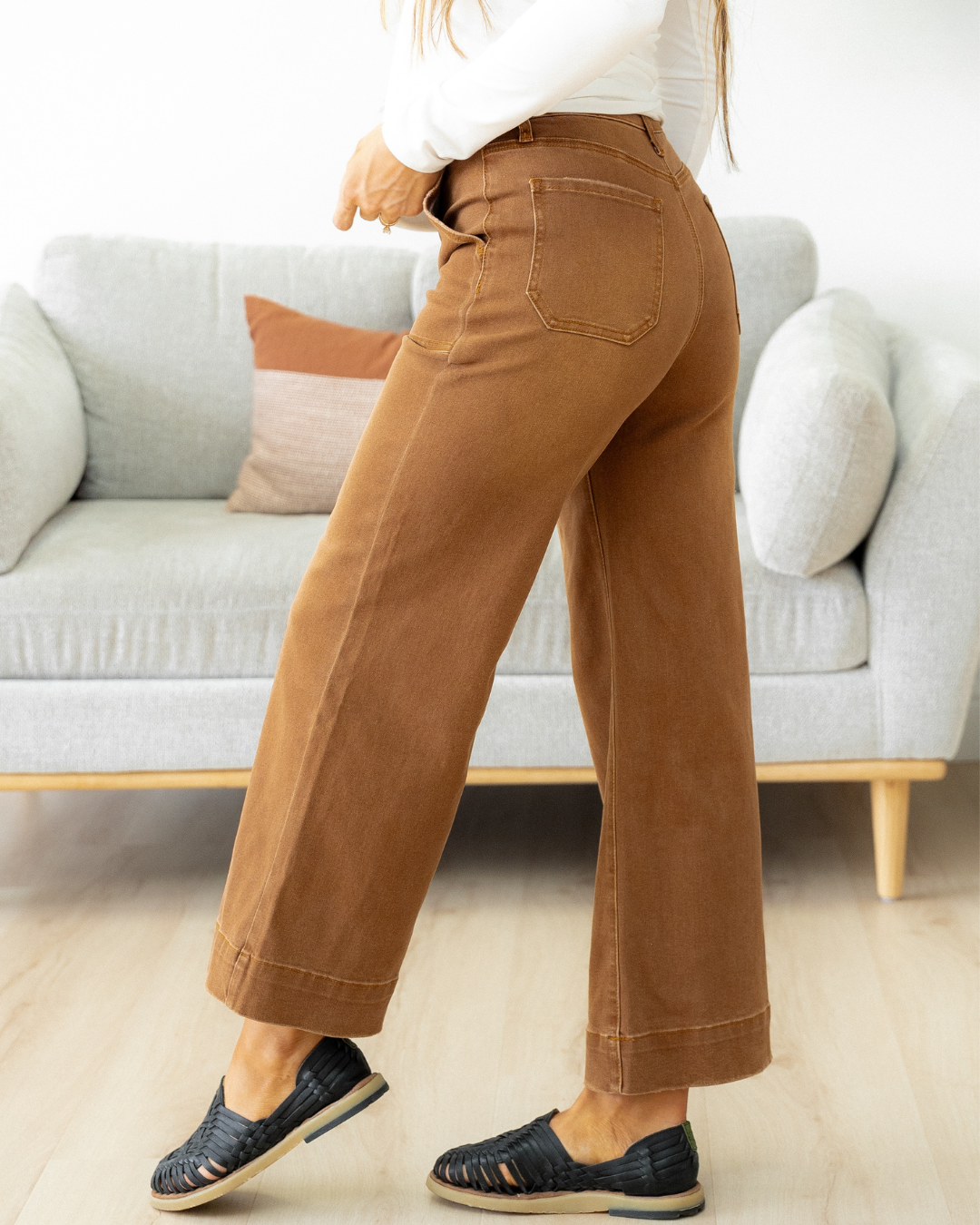 Willow Cropped High Rise Wide Leg Jeans - Breen