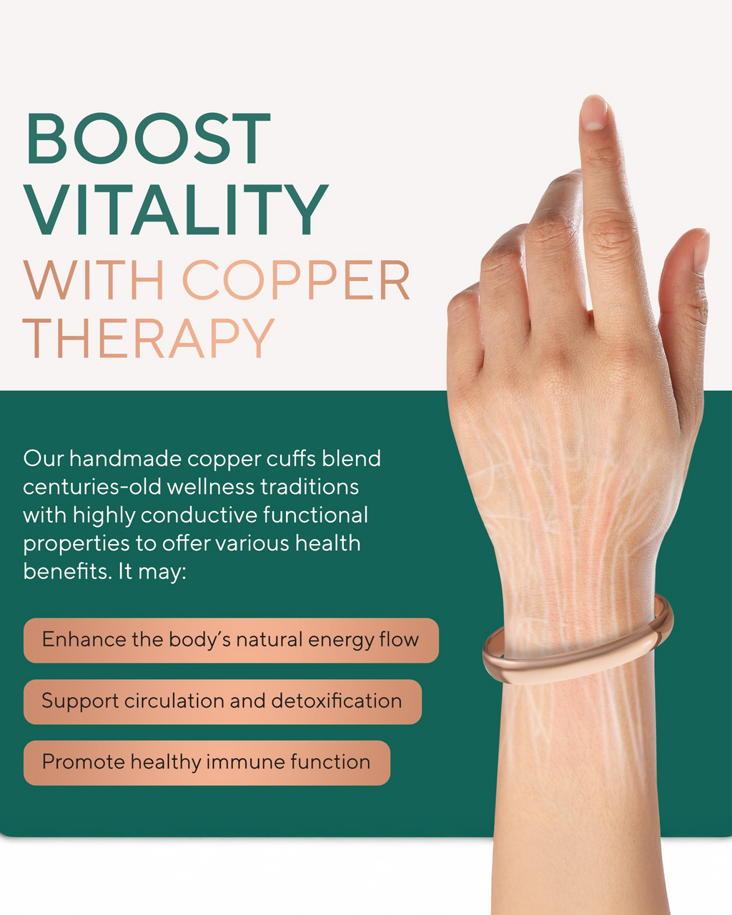 Pure Copper Cuff Bracelet – Plain
