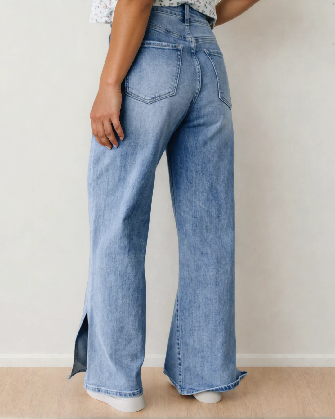 Calypso Side Slit High Rise Drawstring Casual Jeans