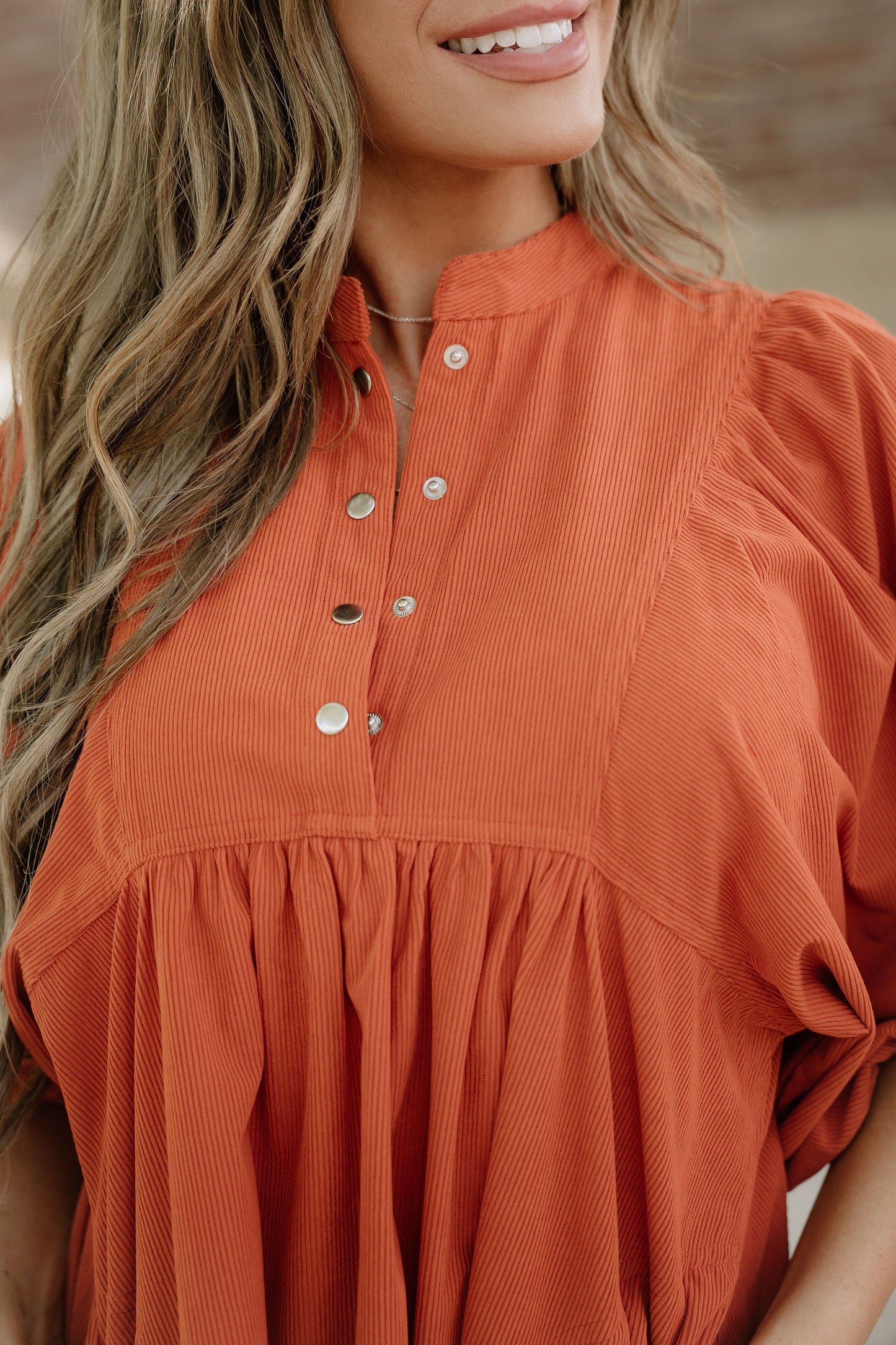 Sutton Corduroy Dress - Rust