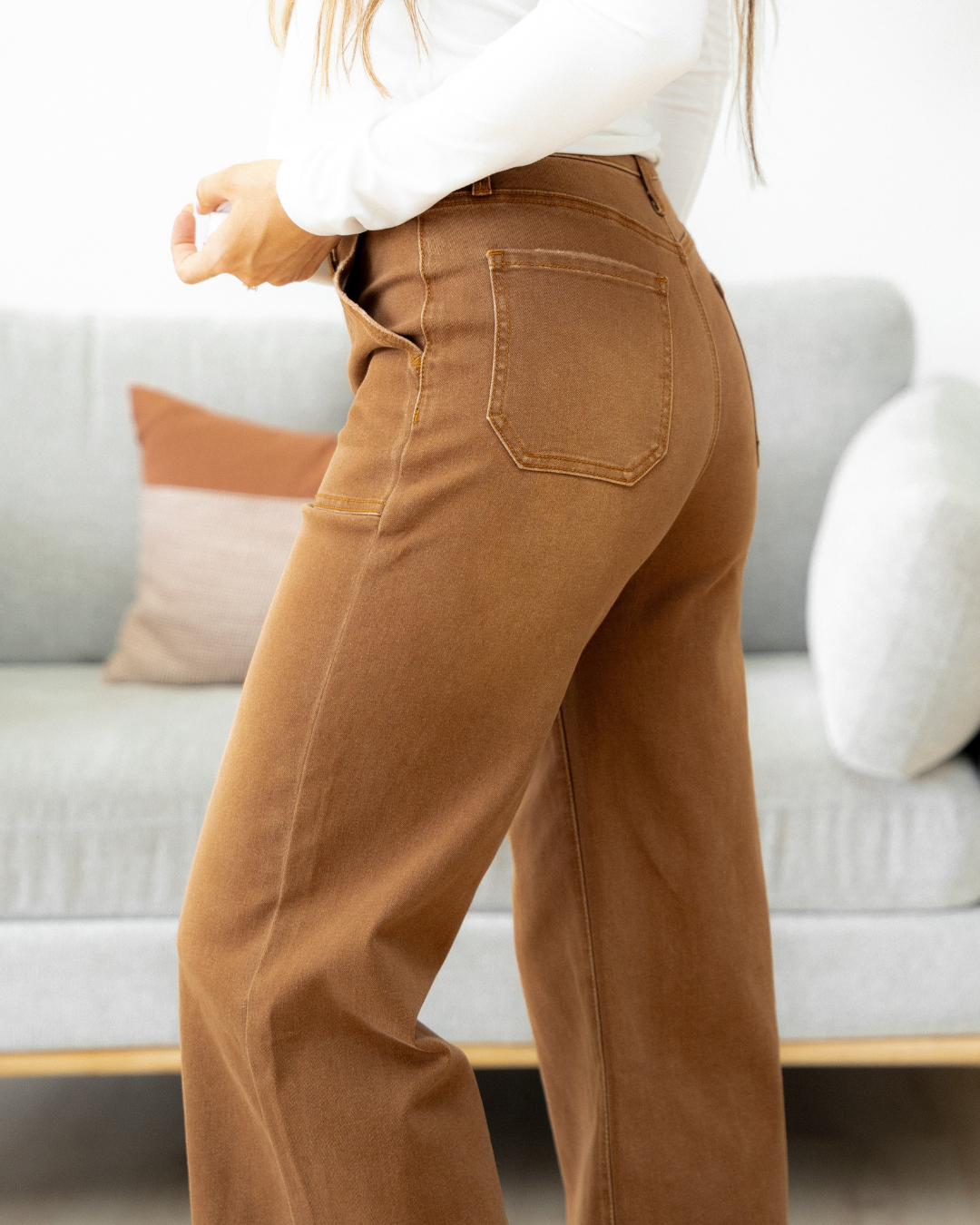 Willow Cropped High Rise Wide Leg Jeans - Breen