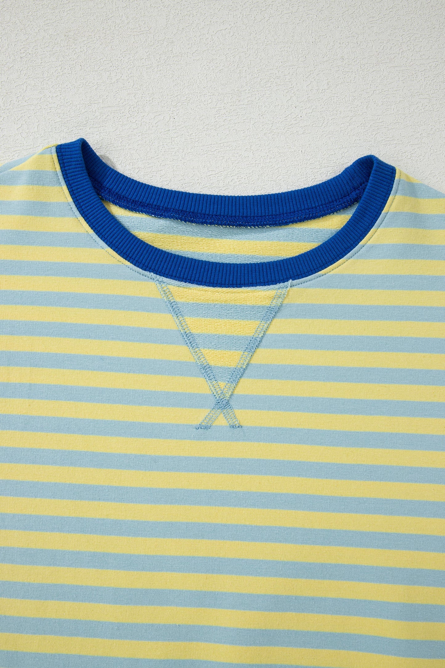 Elsa Stripe Drop Shoulder Boxy Casual Terry Short Set - Yellow