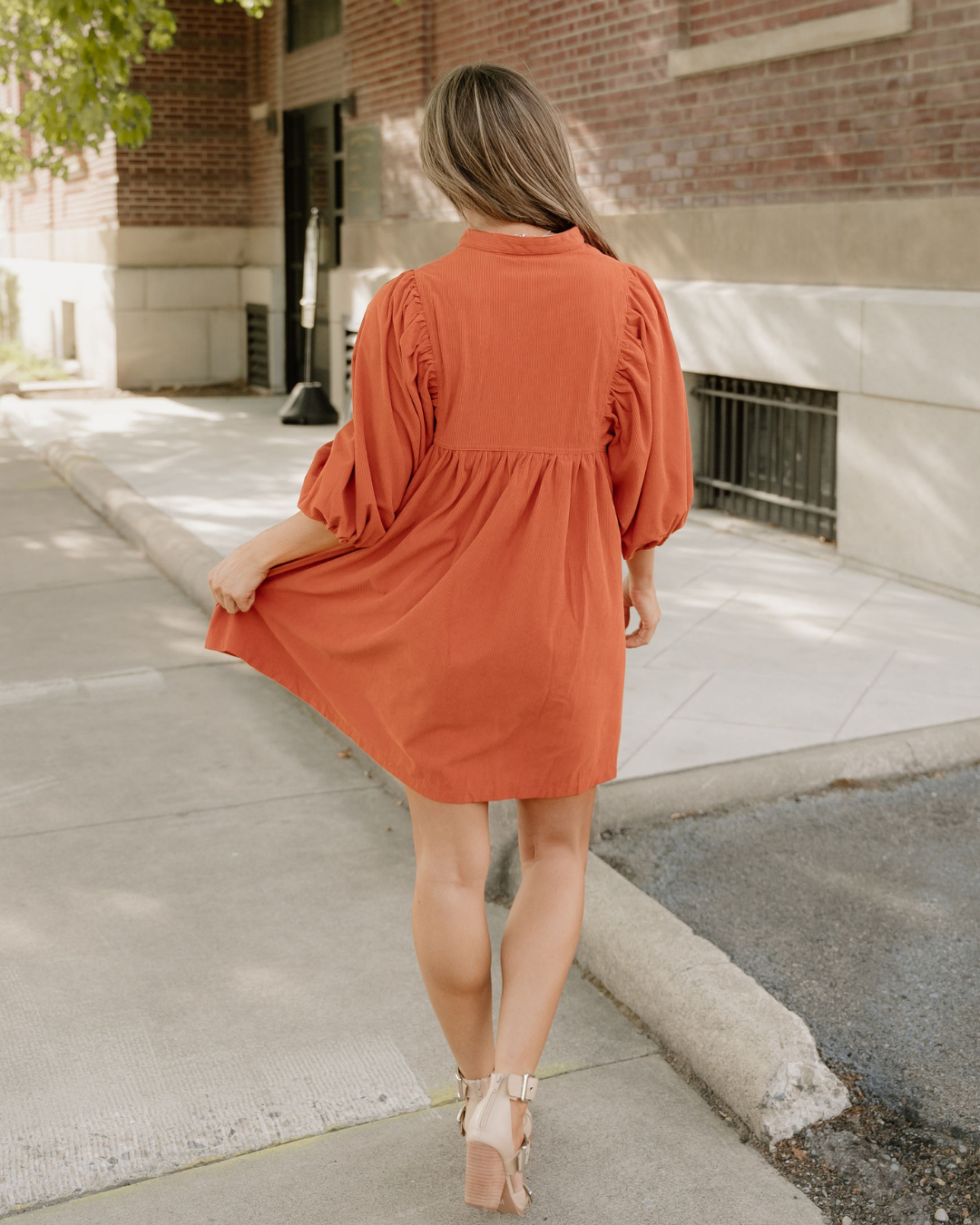Sutton Corduroy Dress - Rust