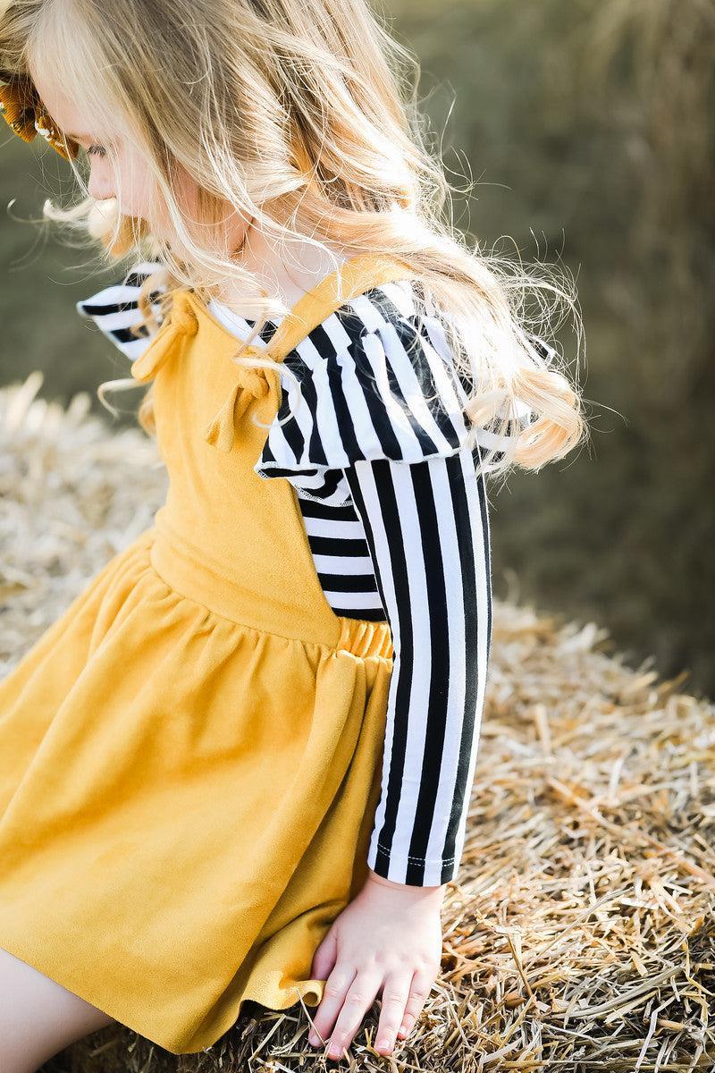 Mustard Faux Suede Pinafore