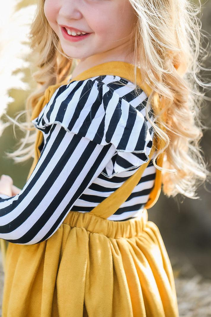 Mustard Faux Suede Pinafore