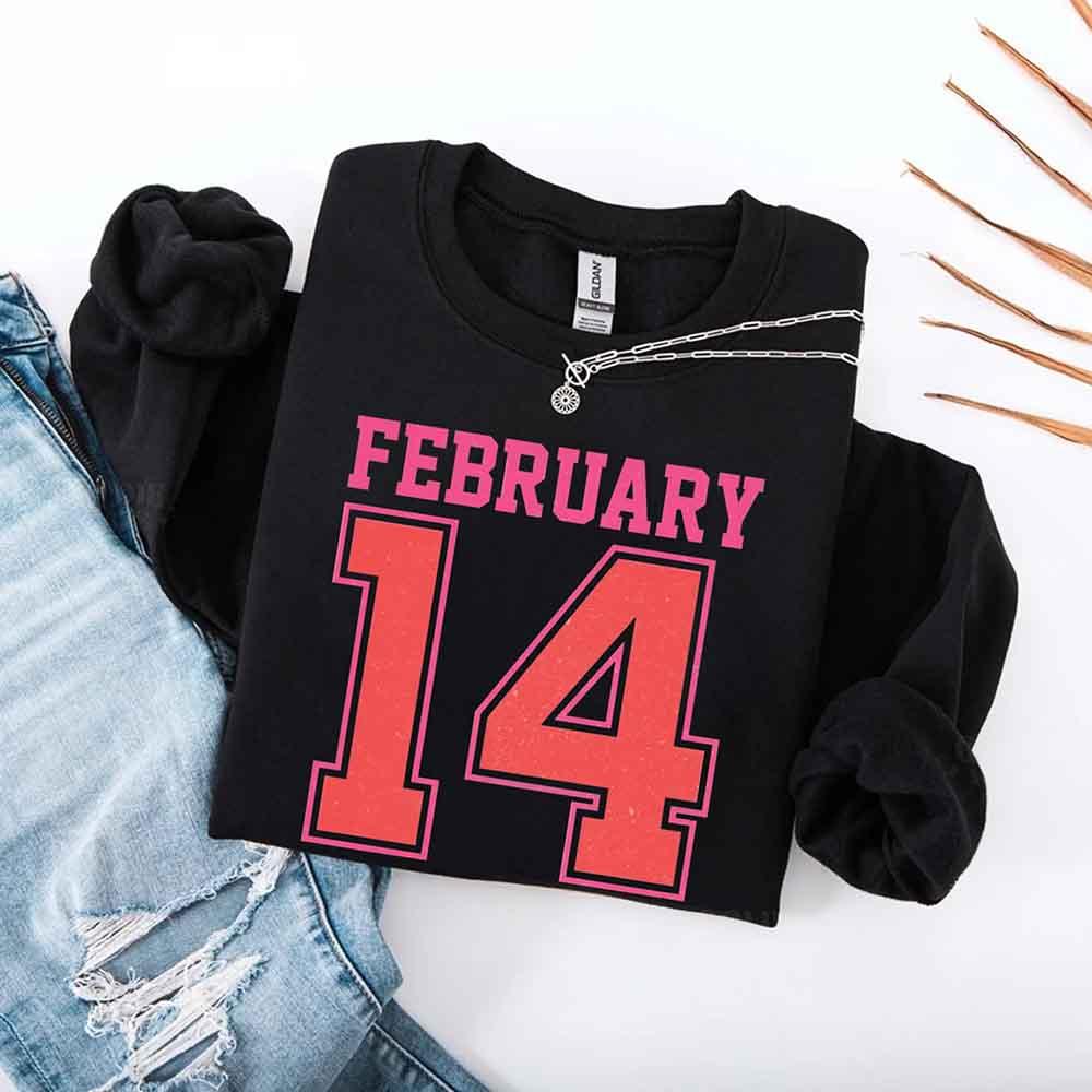 Retro Valentine’s Day Jersey Number FEBRUARY 14 Sweatshirt
