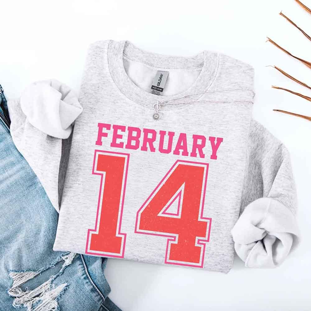 Retro Valentine’s Day Jersey Number FEBRUARY 14 Sweatshirt