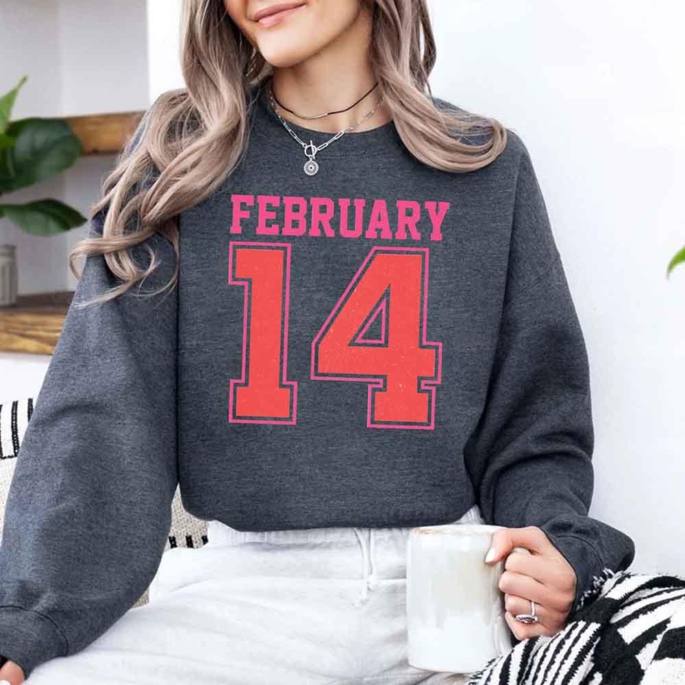 Retro Valentine’s Day Jersey Number FEBRUARY 14 Sweatshirt