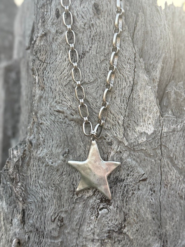 Chunky Chain Silver Star Necklace