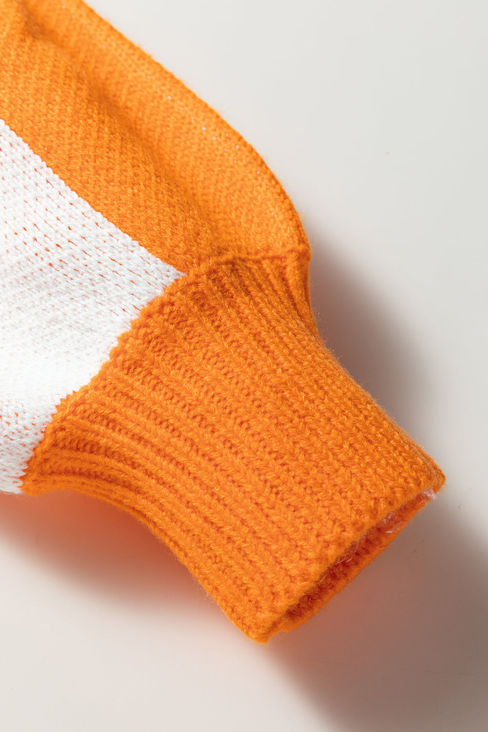 V Neck Checkered Sweater - Tangerine