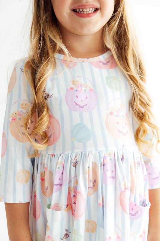 Here for the Candy 3/4 Sleeve Pocket Twirl Dress