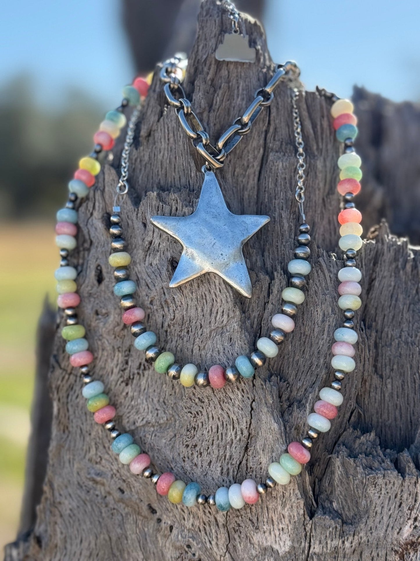Chunky Chain Silver Star Necklace
